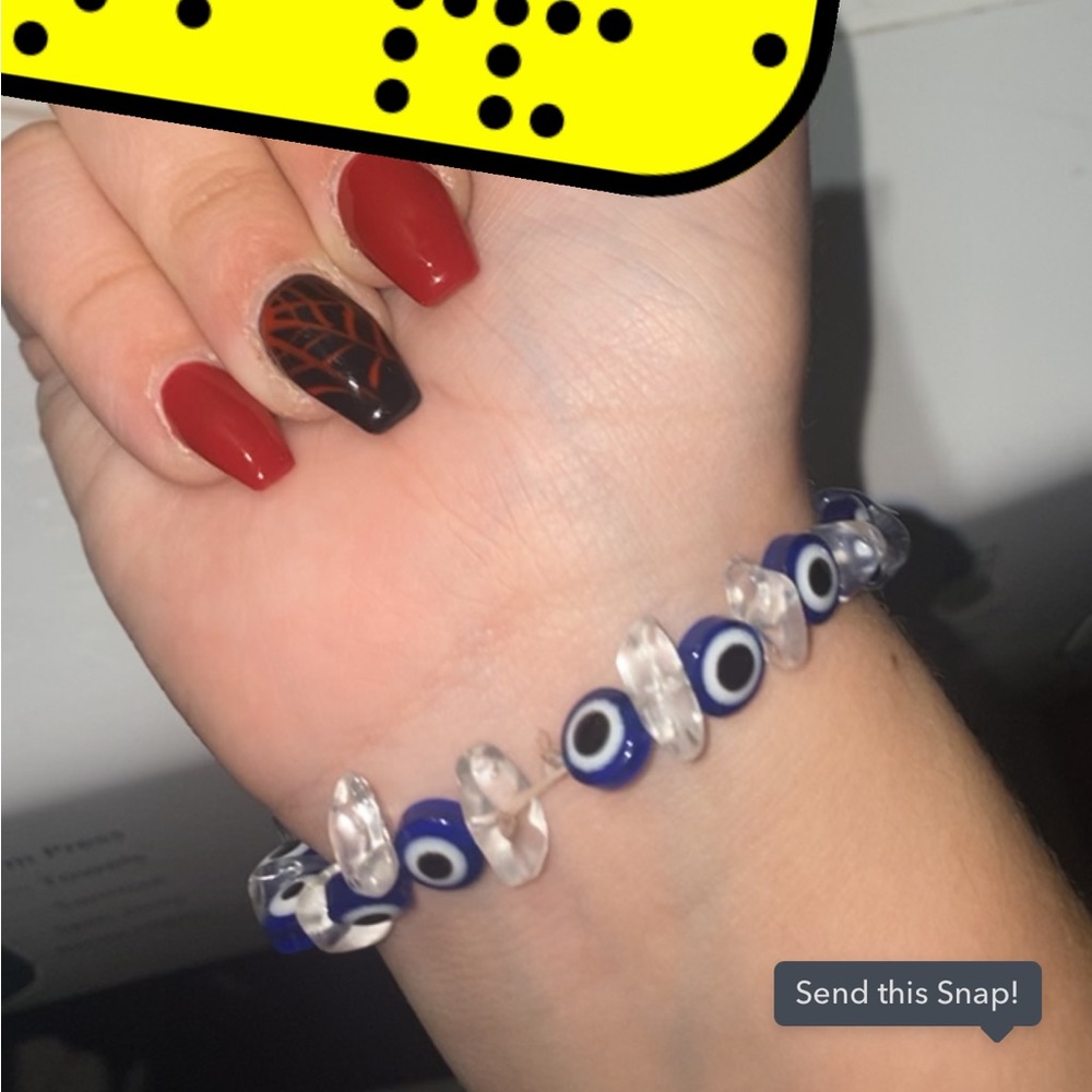 Evil eye and clear quarts bracelet